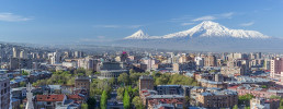 Mount Ararat and the Yerevan skyline in spring from the Cascade 1 2c059e7a1b4500fa12829ca24719e6f4